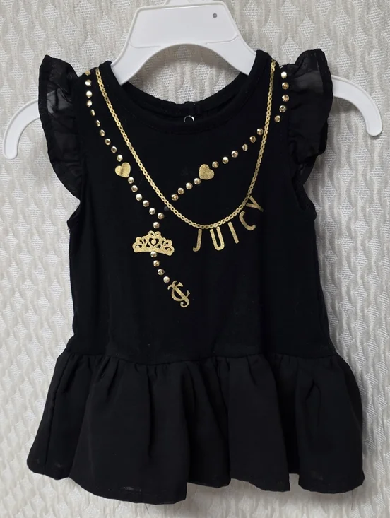 Juicy Couture Black Ruffle Tank Dress with Gold Necklace Graphic - Picture 6 of 6